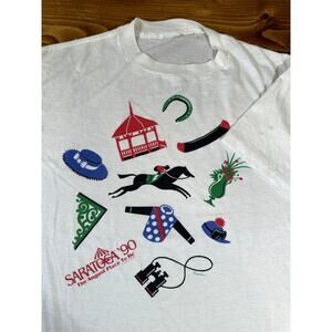 1990 Vintage Saratoga Horse Racing Event Promo Single Stitch M/L Tee Shirt